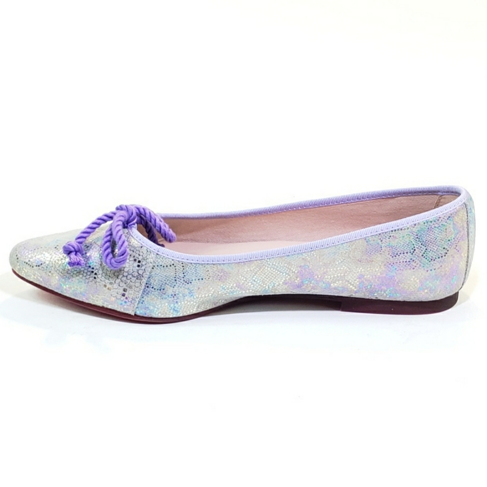 Bisue Ballerinas Flats Pointed Toe Bow Iridescent